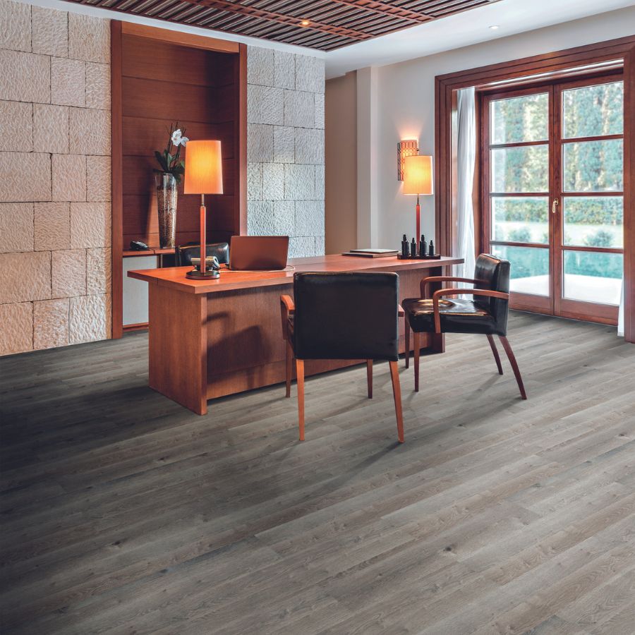 luxury vinyl floors in a stylish Georgia home office