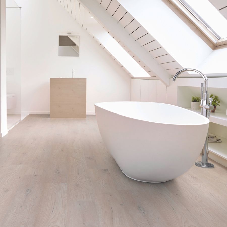 Luxury vinyl floors in a bright Tallahassee bathroom